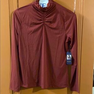 Rachel Ruched Long Sleeve Blouse in Earthy Tones